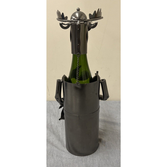 Pronto Innovations Metal Wine Holder Moose Hunter Bottle Caddy FS Bnfts Charity - Picture 3 of 8
